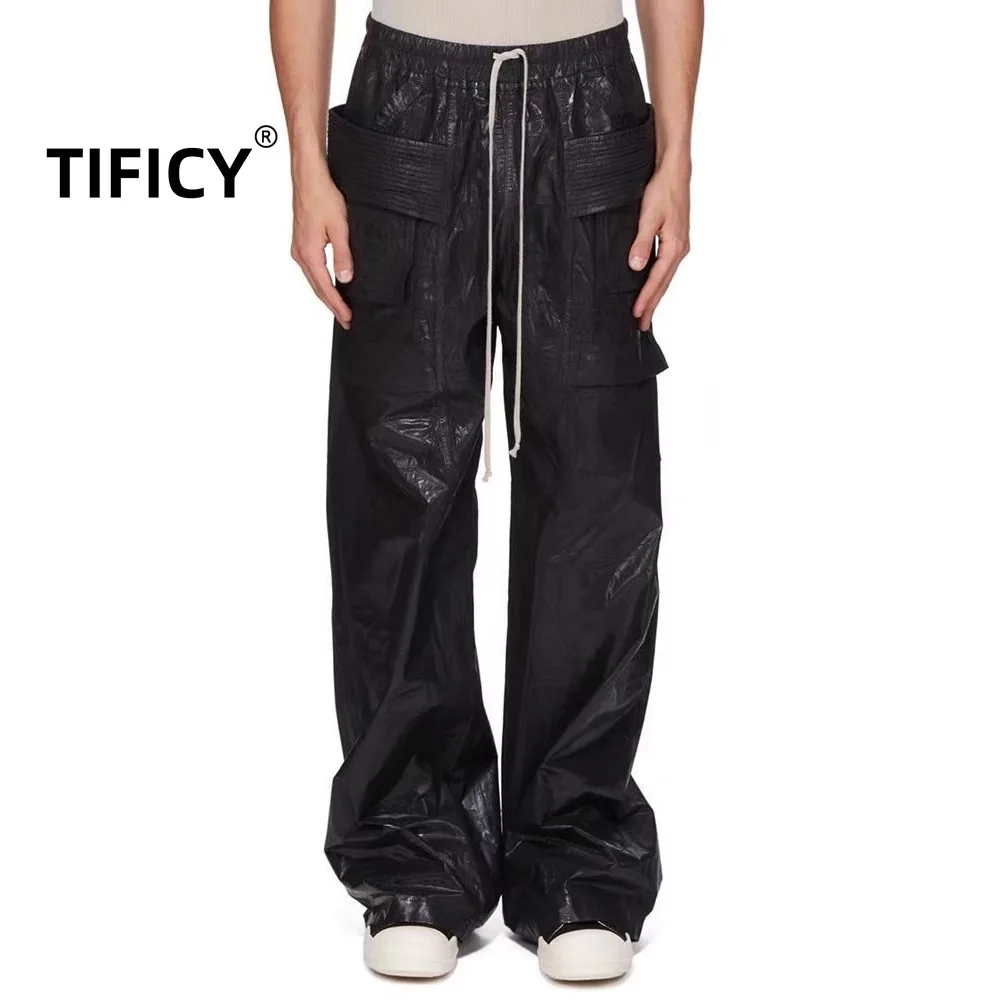 High Street Pants Men's Ro Brush Wax Coated Leather Wide Leg Straight Tube Micro Horn Multi Pocket Double Ring Workwear Pants
High Street Pants Men's Ro Brush Wax Coated Leather Wide Leg Straight Tube Micro Horn Multi Pocket Double Ring Workwear Pants