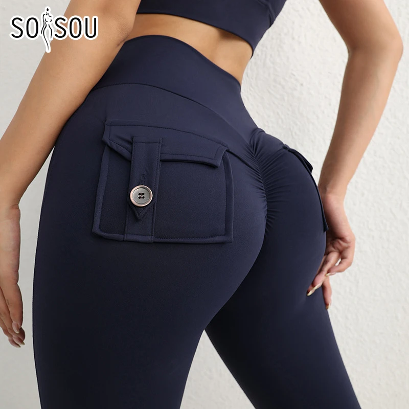 SOISOU Nylon Leggings Women's Scrunch Pants Sport Yoga Pants High Waist Elastic Push Up Women's Panties Pocket legging mujer
SOISOU Nylon Leggings Women's Scrunch Pants Sport Yoga Pants High Waist Elastic Push Up Women's Panties Pocket legging mujer