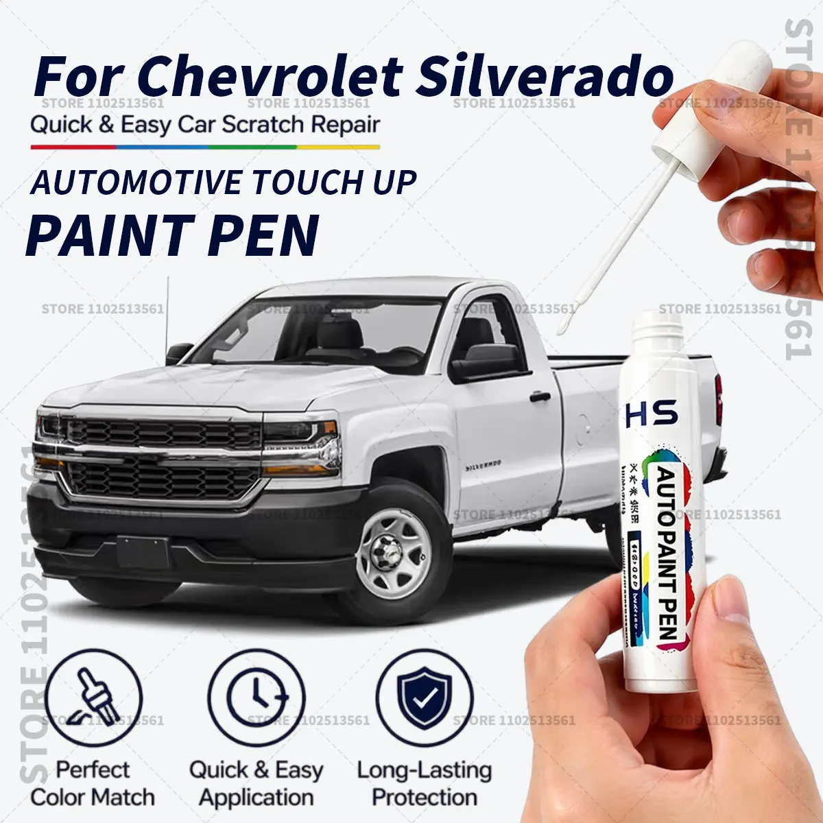 For Chevrolet Silverado Touch Up Paint Pen Car Paint Scratch Repair Tool summit white Gray glacier blue Black Lakeshore blue
For Chevrolet Silverado Touch Up Paint Pen Car Paint Scratch Repair Tool summit white Gray glacier blue Black Lakeshore blue