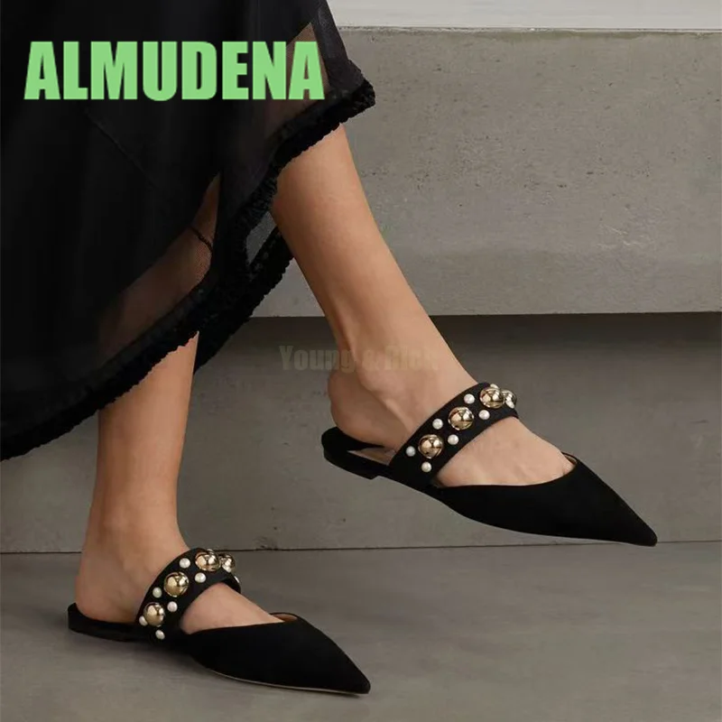 Broadband Pearl Inlaid Patent Leather Slippers Stylish Pointed Casual Back Empty Solid Color Breathable Lightweight Flat Sandals
Broadband Pearl Inlaid Patent Leather Slippers Stylish Pointed Casual Back Empty Solid Color Breathable Lightweight Flat Sandals