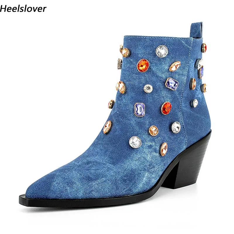 Ahhlsion Women Winter Ankle Boots Crystal Chunky Heels Pointed Toe Pretty Light Blue Party Shoes US Plus Size 5-13
Ahhlsion Women Winter Ankle Boots Crystal Chunky Heels Pointed Toe Pretty Light Blue Party Shoes US Plus Size 5-13