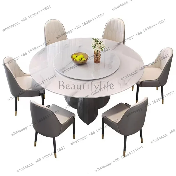 Italian light luxury rock slab western dining table modern simple round household small apartment with turntable
Italian light luxury rock slab western dining table modern simple round household small apartment with turntable