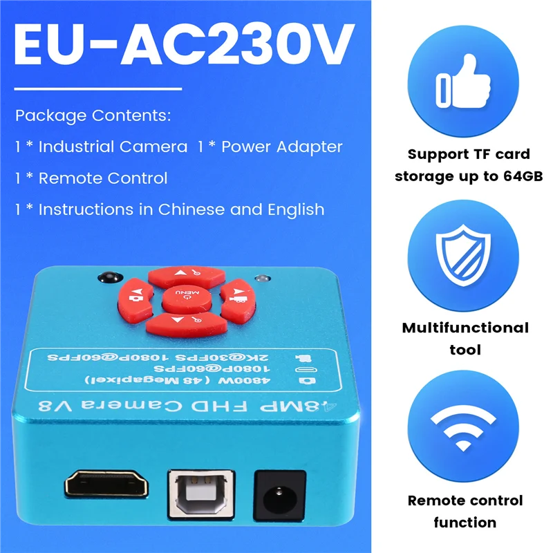 ABJF-1080P 2K Type-C 48MP -Compatible USB TF Industrial Lab Stereo Trinocular Camera Magnifier Electronic Digital Video EU P
ABJF-1080P 2K Type-C 48MP -Compatible USB TF Industrial Lab Stereo Trinocular Camera Magnifier Electronic Digital Video EU P