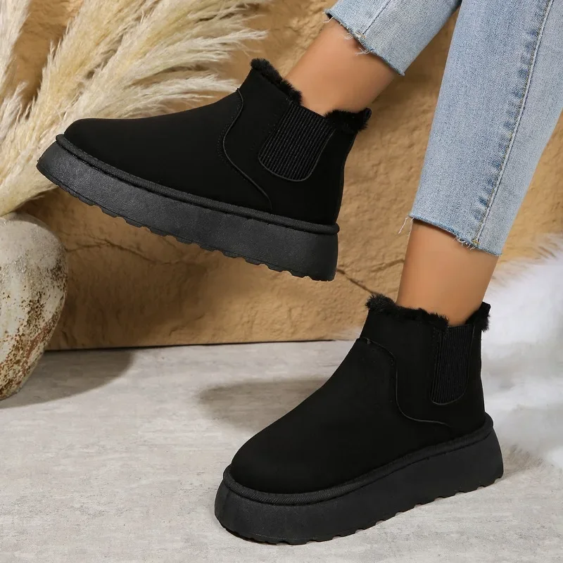 2024 Women's Snow Boots Platform Fashionable Suede Warm Plush Ankle Boots Winter Cotton Boots Non-slip Solid Color Women's Shoes
2024 Women's Snow Boots Platform Fashionable Suede Warm Plush Ankle Boots Winter Cotton Boots Non-slip Solid Color Women's Shoes