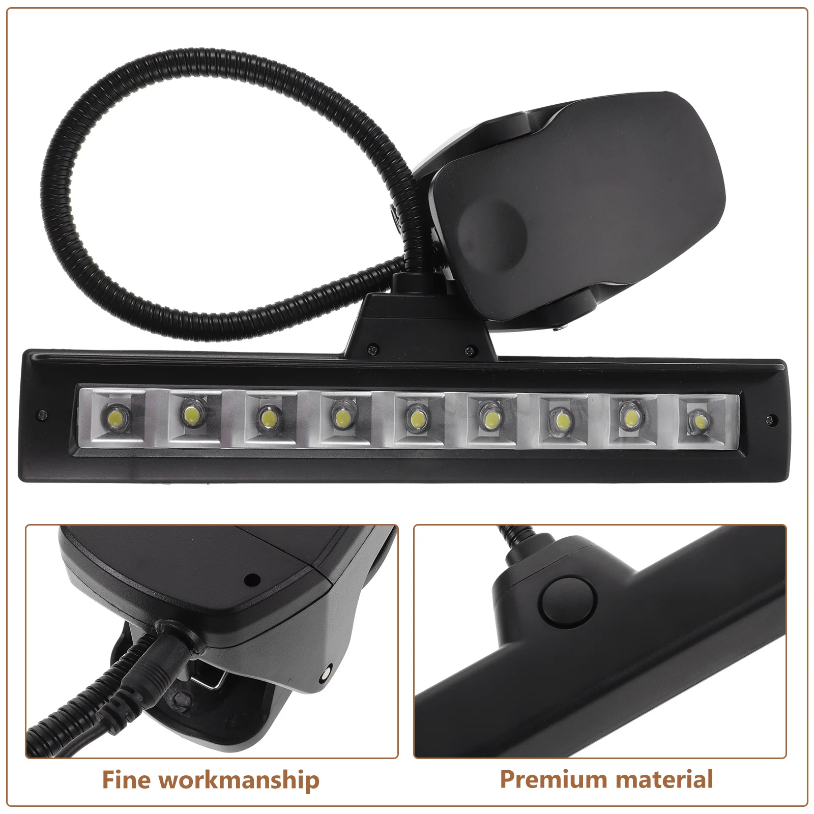 9 LED Stand Lamp Clip on Piano Light Black Portable Desk Lamp for Reading Travel Keyboard Clip On Piano Light Accessory
9 LED Stand Lamp Clip on Piano Light Black Portable Desk Lamp for Reading Travel Keyboard Clip On Piano Light Accessory