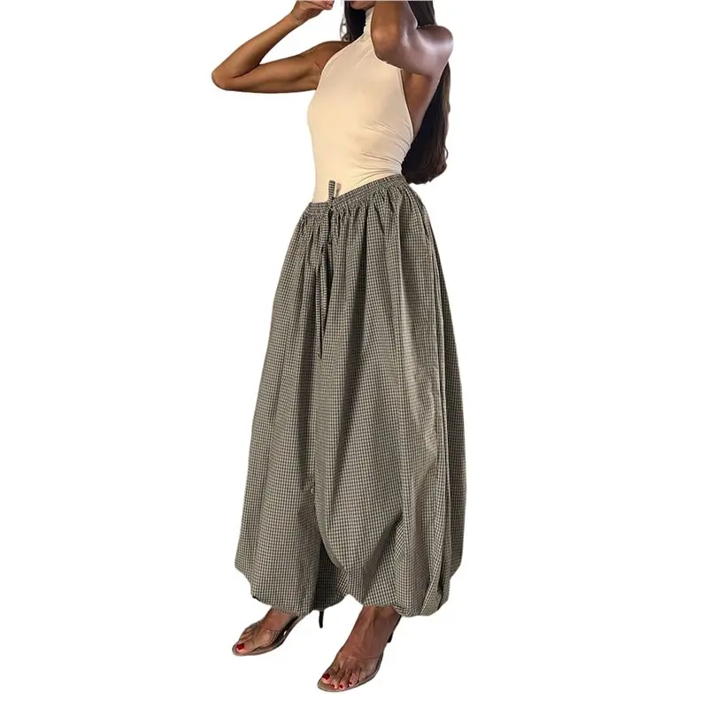 CYL-Women's Palazzo Balloon Pants Drawstring Waist Wide Leg Pleated Baggy Casual Lantern Joggers Brown M
CYL-Women's Palazzo Balloon Pants Drawstring Waist Wide Leg Pleated Baggy Casual Lantern Joggers Brown M