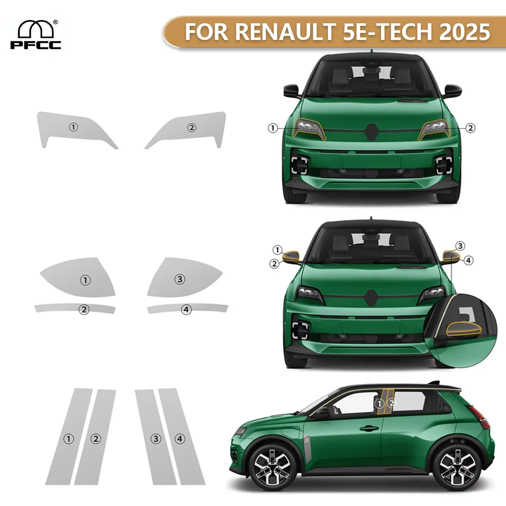 Headlight Rearview B C Pillars TPU Protection Film For Renault 5E-Tech 2025 Clear Bra Pre-cut PPF Anti-scratch Resistant Cover
Headlight Rearview B C Pillars TPU Protection Film For Renault 5E-Tech 2025 Clear Bra Pre-cut PPF Anti-scratch Resistant Cover