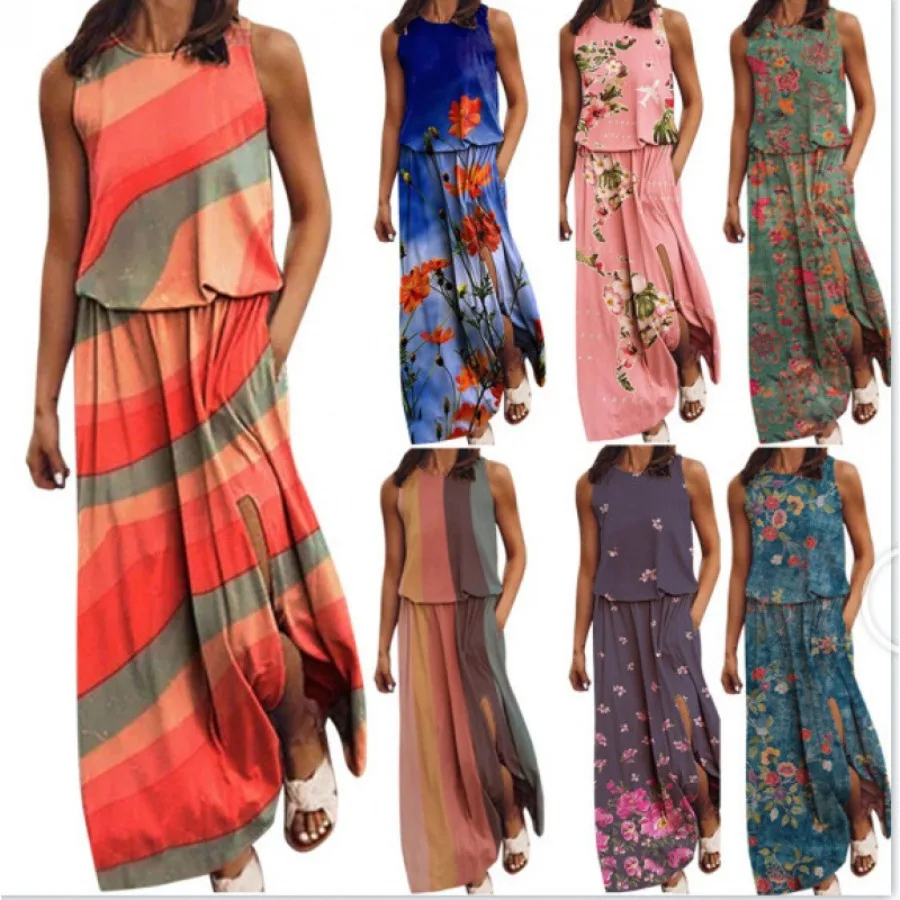 【New style】 wish2022 sleeveless printed suspender long women's loose split dress
【New style】 wish2022 sleeveless printed suspender long women's loose split dress