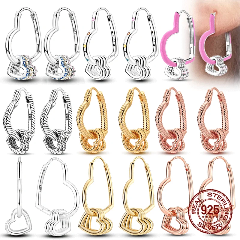 S925 Sterling Silver Multicolor Multi-Ring Heart-Shaped Earrings Simple Fine Jewelry Women Girls Fashion Party Birthday Gift
S925 Sterling Silver Multicolor Multi-Ring Heart-Shaped Earrings Simple Fine Jewelry Women Girls Fashion Party Birthday Gift