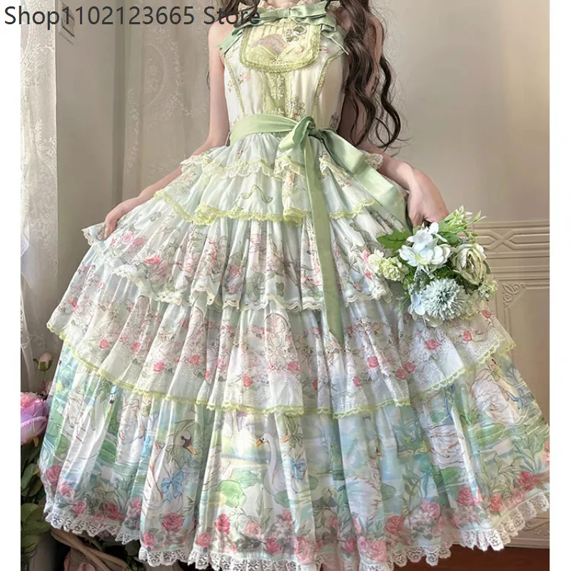 Japanese Kawaii Lolita Style Jsk Dress Women Cute Flower Print Lace Ruffle Bow Long Dresses Girls Sweet Princess Tea Party Dress
Japanese Kawaii Lolita Style Jsk Dress Women Cute Flower Print Lace Ruffle Bow Long Dresses Girls Sweet Princess Tea Party Dress
