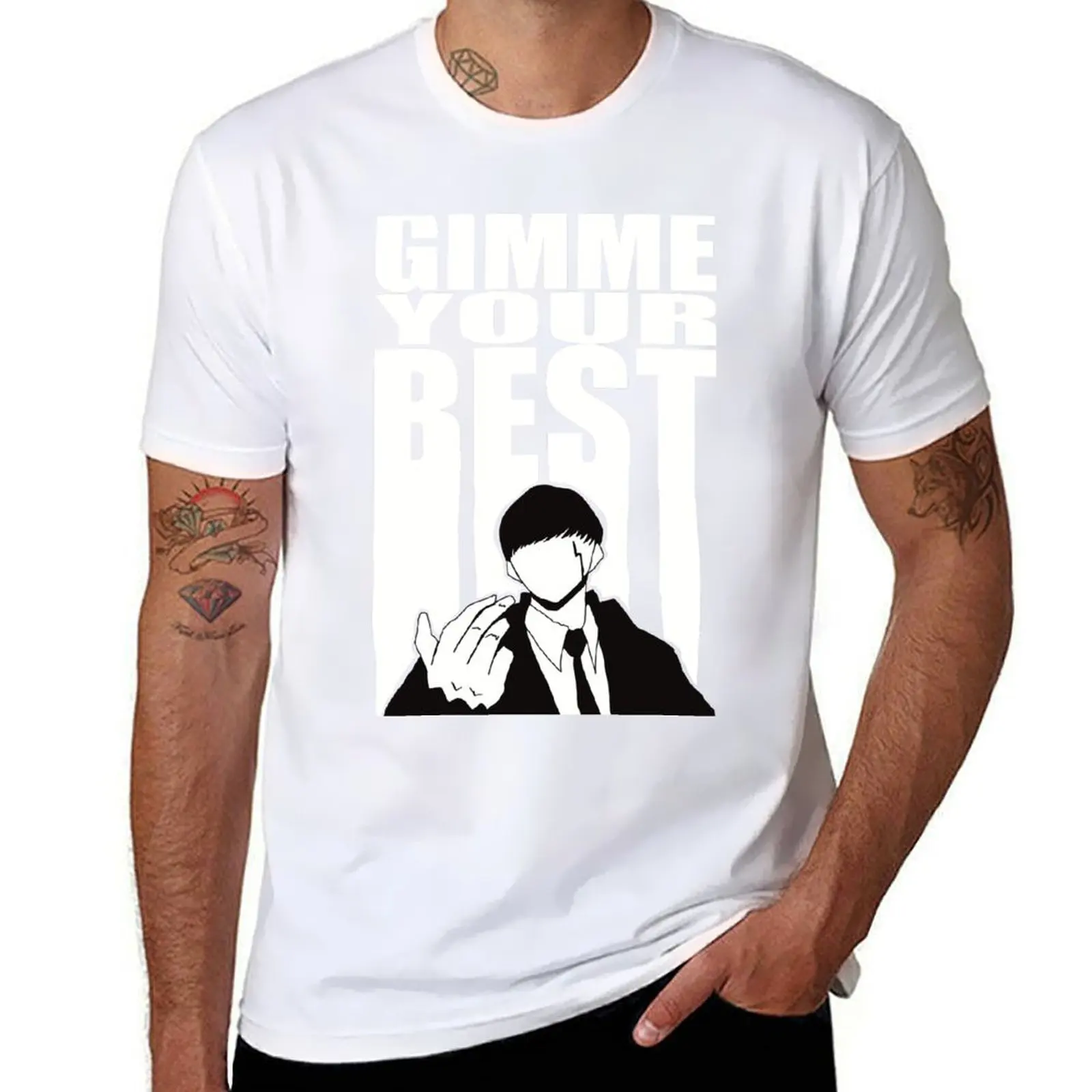 Mashle Mash Best Panel GIMME YOUR BEST Black T-Shirt man t shirt summer man t shirt graphic T-Shirt 
Mashle Mash Best Panel GIMME YOUR BEST Black T-Shirt man t shirt summer man t shirt graphic T-Shirt