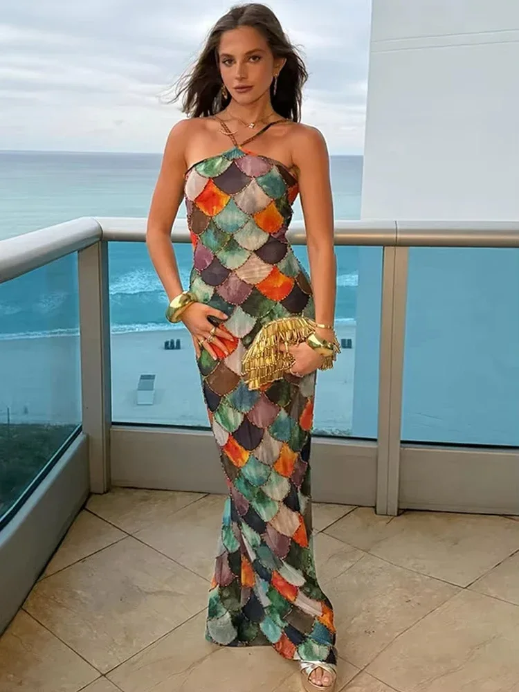 Винтажное женское длинное платье контрастного цвета с лямкой на шее, модное облегающее платье без рукавов с принтом, 2022, шикарные весенние женские вечерние пляжные платья
Винтажное женское длинное платье контрастного цвета с лямкой на шее, модное облегающее платье без рукавов с принтом, 2022, шикарные весенние женские вечерние пляжные платья