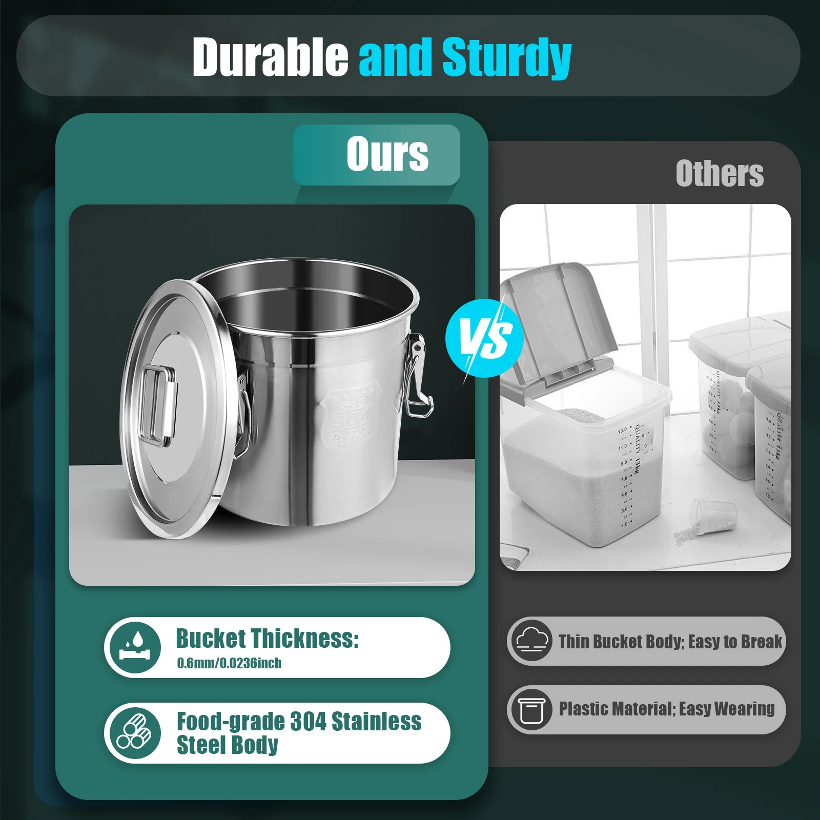 12L/3.17Gal Seal Canister 304 Stainless Steel Airtight Canister Food Storage Container for Rice Cereal Grain Bean Oil Milk Wine
12L/3.17Gal Seal Canister 304 Stainless Steel Airtight Canister Food Storage Container for Rice Cereal Grain Bean Oil Milk Wine