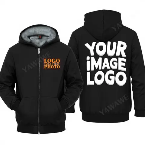 Customized winter Brand Hoodies For man Your Image Logo Heavyweight Zip-up your photo Travel Zipper Design Your Warm Jacket