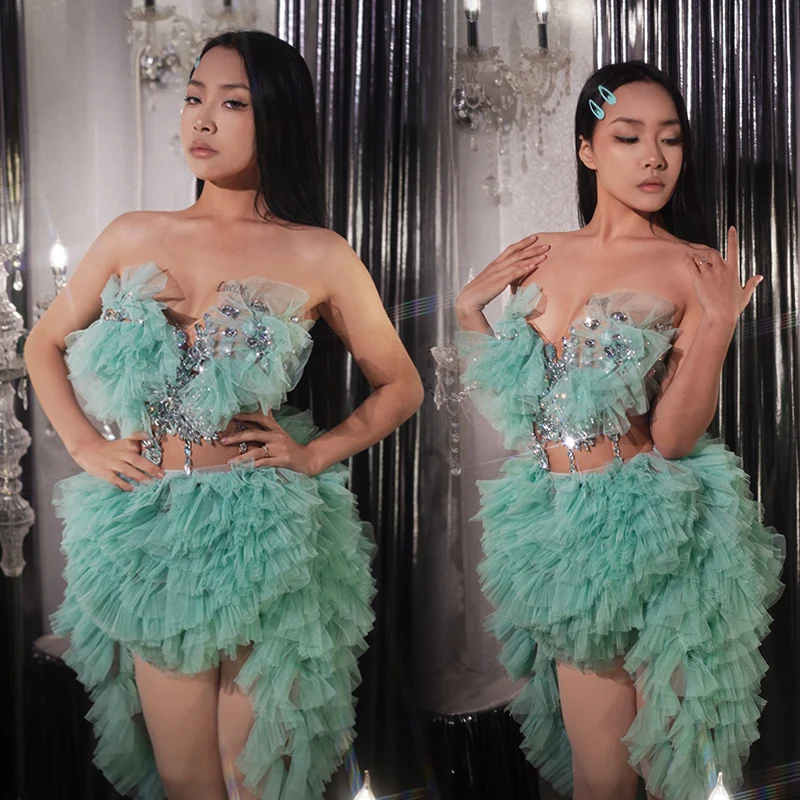 Mint Green Mesh Evening Dresses Drag Queen Costume Sexy Rhinestones Birthday Party Rave Clothing Bar Gogo Dance Dress VDB7637
Mint Green Mesh Evening Dresses Drag Queen Costume Sexy Rhinestones Birthday Party Rave Clothing Bar Gogo Dance Dress VDB7637