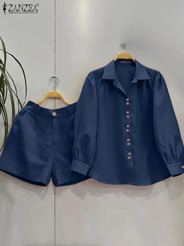 ZANZEA Элегантные одинаковые комплекты женские осенние рубашки с длинными рукавами и шорты 2 шт. 2025 повседневные однотонные модные короткие комплекты уличной одежды
ZANZEA Элегантные одинаковые комплекты женские осенние рубашки с длинными рукавами и шорты 2 шт. 2025 повседневные однотонные модные короткие комплекты уличной одежды