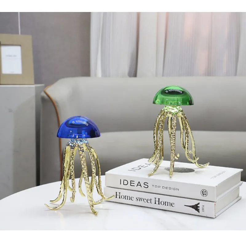 Nordic creative crystal jellyfish metal marine art ornaments, living room entrance home decorations
Nordic creative crystal jellyfish metal marine art ornaments, living room entrance home decorations