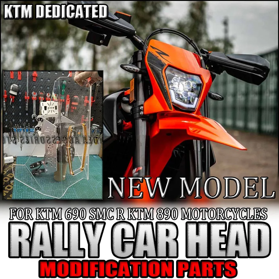 FOR KTM 690 SMC R KTM 890 Modified Rally Head Rally Windshield Headlight Modified Car Head Modification Parts