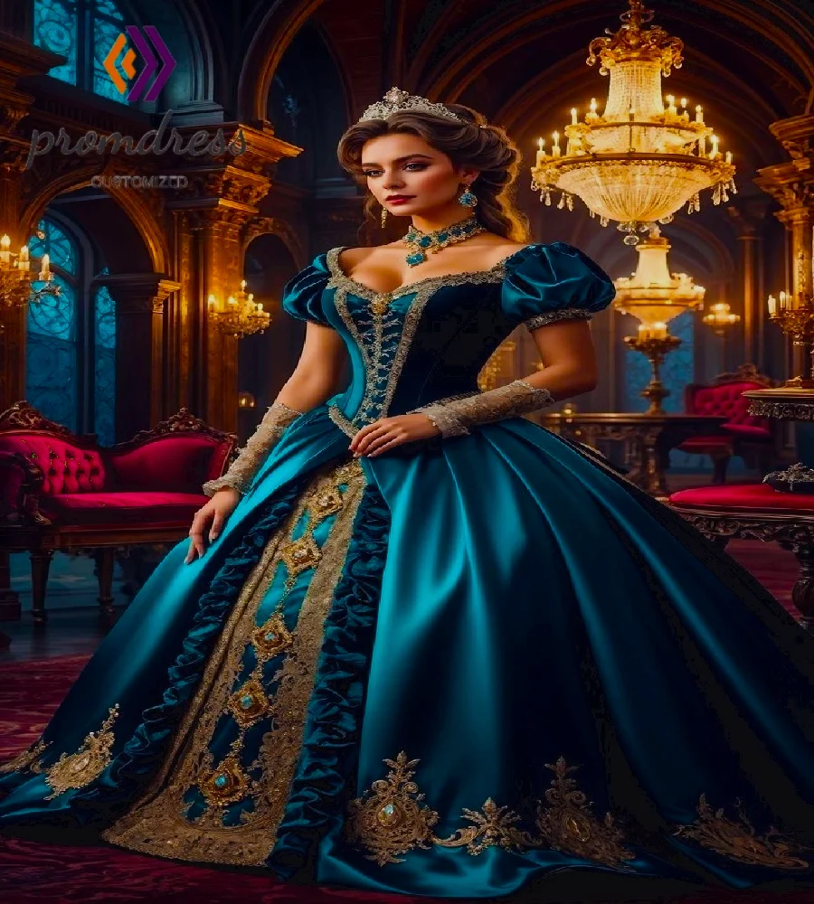 French Aristocratic Baroque Evening Dress Victorian Costume Masquerade Court Prom Dress Gold Appliques Diamond Party Customzied
French Aristocratic Baroque Evening Dress Victorian Costume Masquerade Court Prom Dress Gold Appliques Diamond Party Customzied