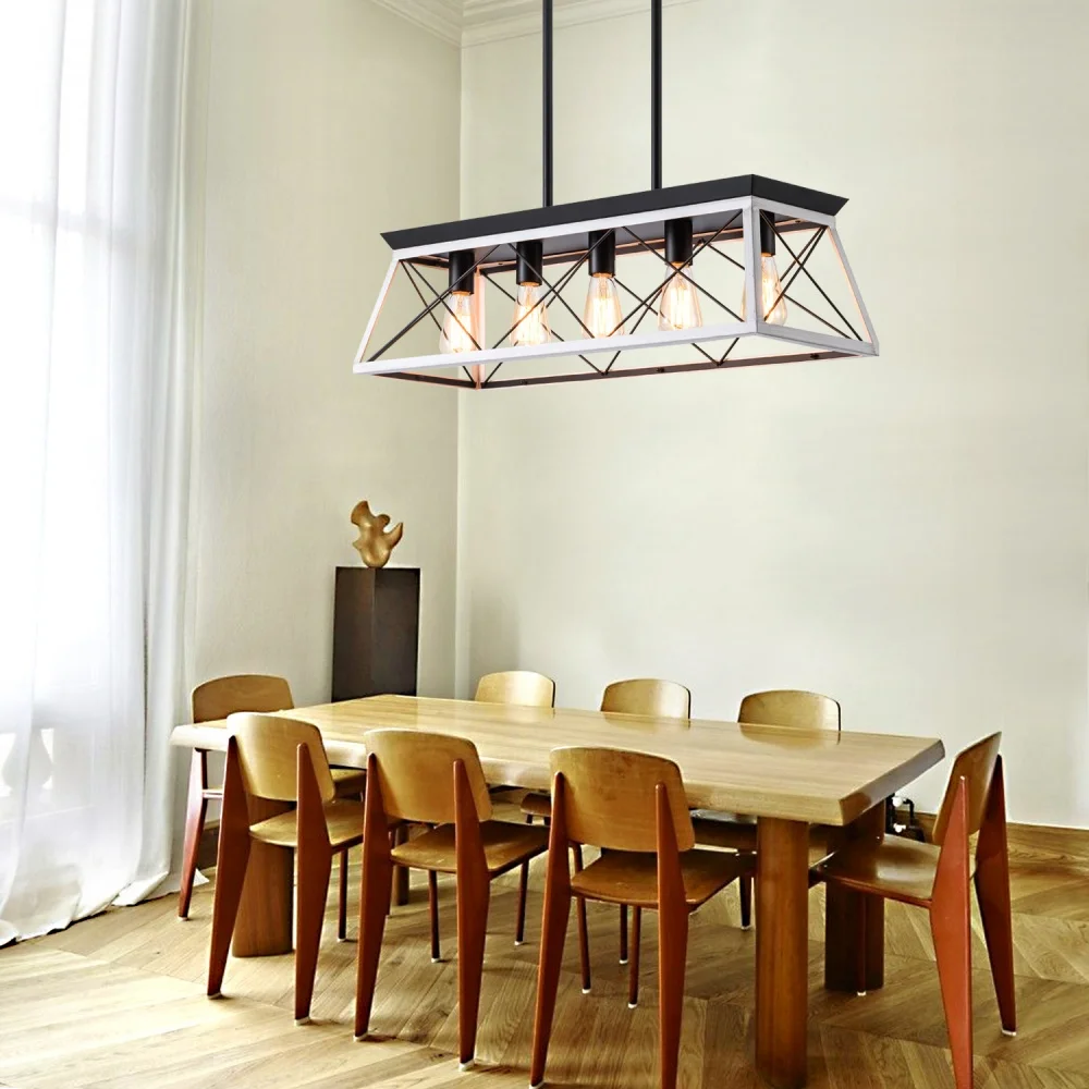 Industrial 5-Light Black White Pendant Light Lamp Modern Metal Cage Adjustable Chandelier Hanging Lighting for Dining Kitchen
Industrial 5-Light Black White Pendant Light Lamp Modern Metal Cage Adjustable Chandelier Hanging Lighting for Dining Kitchen