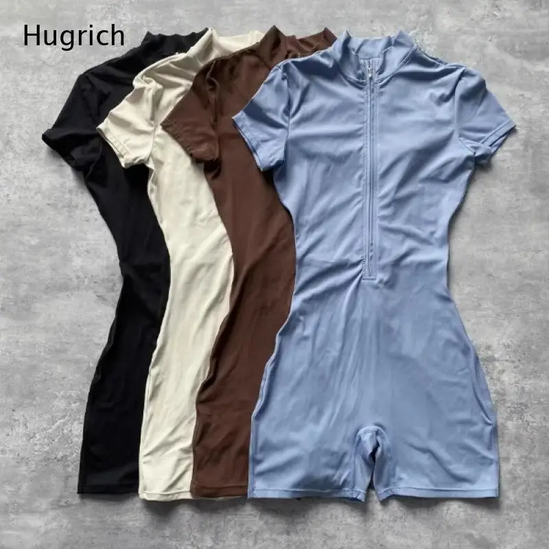 Women's Short Sleeve Zipper Front Romper - High Waist Slim Fit Biker Shorts Jumpsuit for Summer Gym Workout Yoga Casual
Women's Short Sleeve Zipper Front Romper - High Waist Slim Fit Biker Shorts Jumpsuit for Summer Gym Workout Yoga Casual