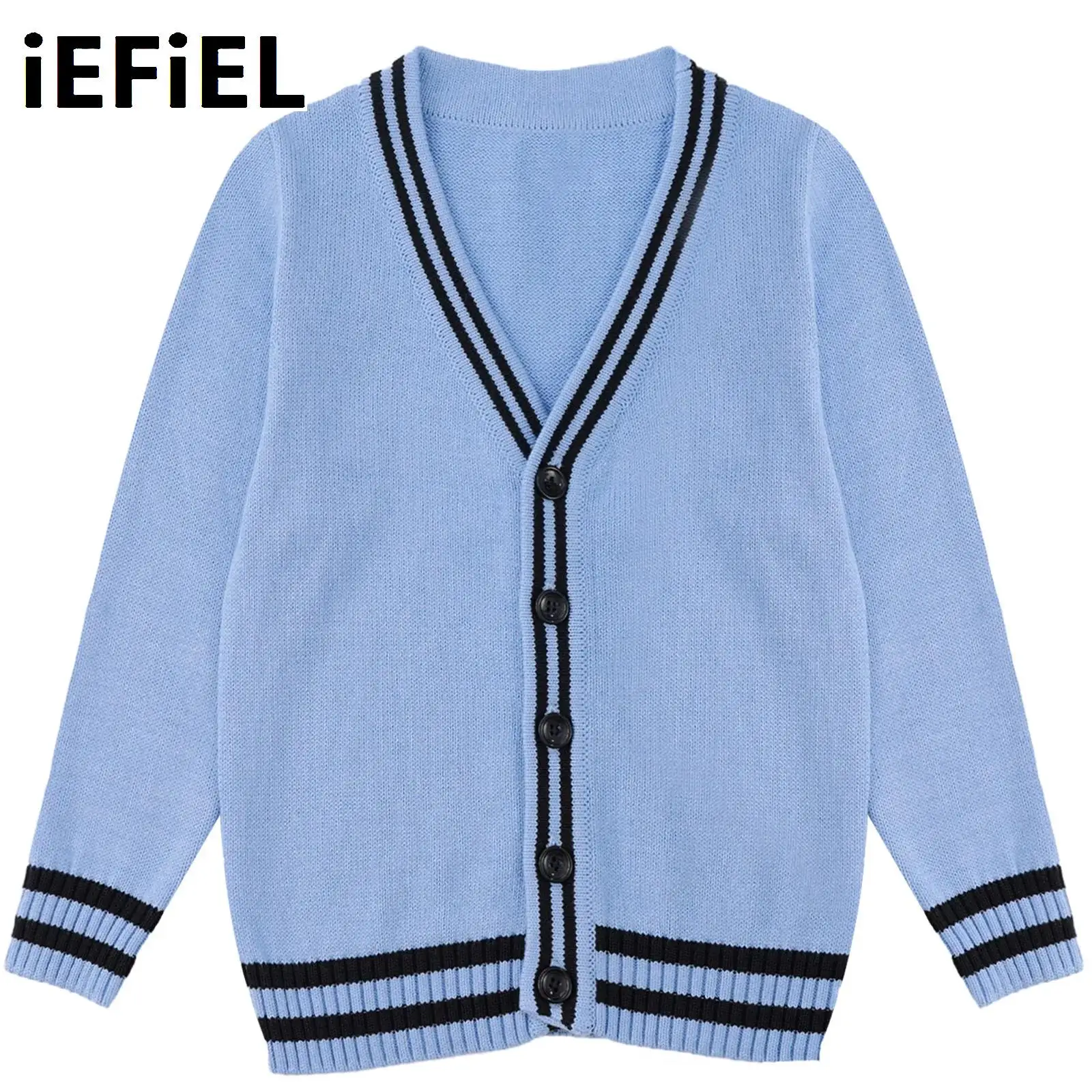Children School Uniform Sweater Boys Girls Striped Trim Knitted Cardigan Casual Long Sleeves Button Down Sweater Outerwear
Children School Uniform Sweater Boys Girls Striped Trim Knitted Cardigan Casual Long Sleeves Button Down Sweater Outerwear