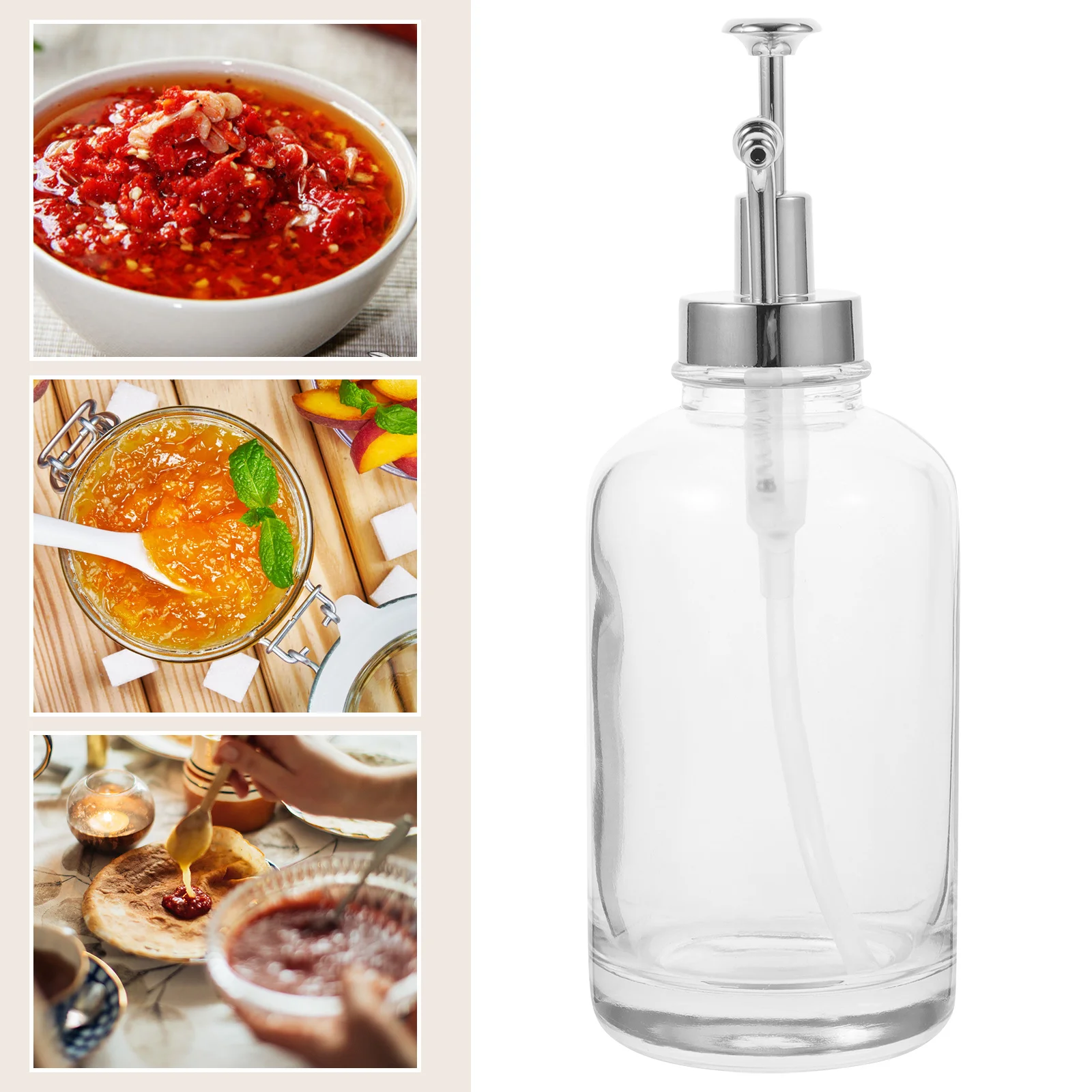 Glass Syrup Dispenser Pump Bottle Transparent Honey Pourer Syrup Container Sugar Dispenser for Coffee Bar
Glass Syrup Dispenser Pump Bottle Transparent Honey Pourer Syrup Container Sugar Dispenser for Coffee Bar