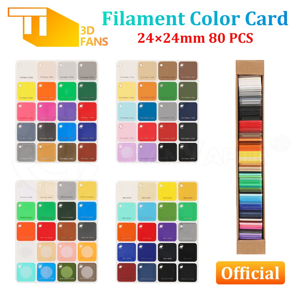 Для Bambu Lab Filament Color Swatches 24*24 мм 80 шт. расходные материалы для 3D-печати Цвет на выбор подробного типа и цвета
Для Bambu Lab Filament Color Swatches 24*24 мм 80 шт. расходные материалы для 3D-печати Цвет на выбор подробного типа и цвета