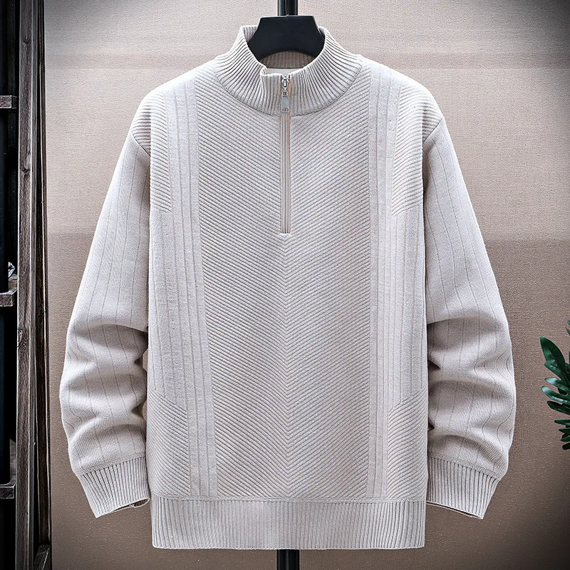 Autumn Winter Men's Fleece Knit Pullovers Fashion Half Zipper Stand Collar Warm Knitted Sweater Men Casual Pullover Sweaters Man
Autumn Winter Men's Fleece Knit Pullovers Fashion Half Zipper Stand Collar Warm Knitted Sweater Men Casual Pullover Sweaters Man