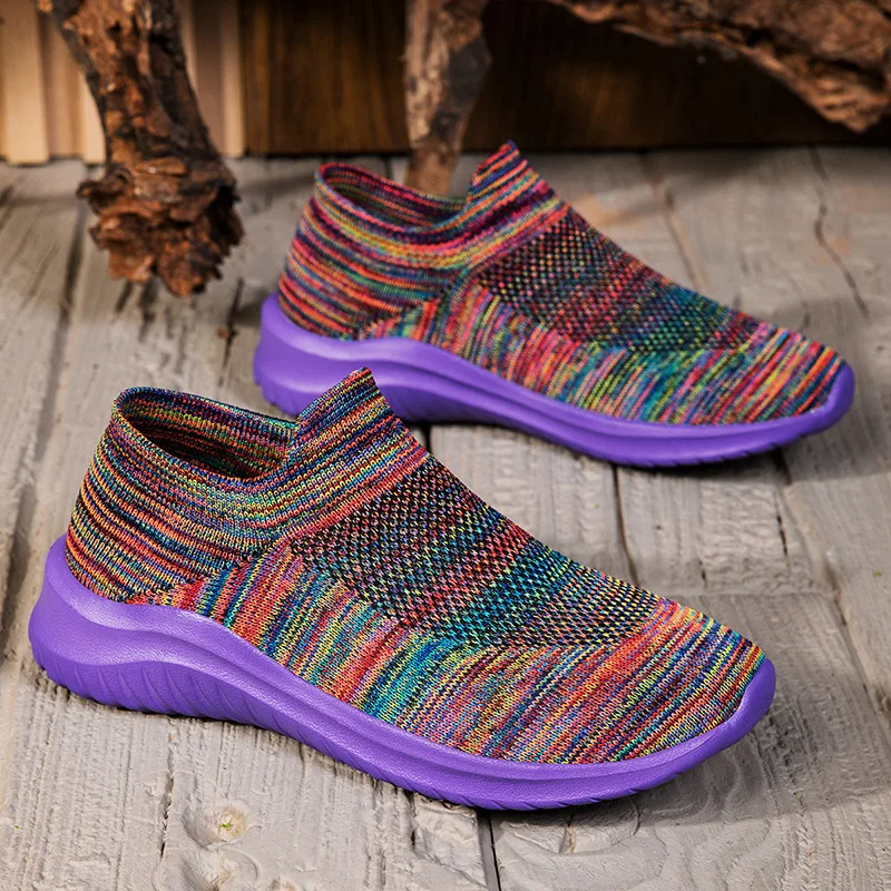 Women's Rainbow Knit Slip-On Sneakers Lightweight Flat Sole Breathable Big Size Casual Shoes Multi Colors SGS Tested Ready Stock
Women's Rainbow Knit Slip-On Sneakers Lightweight Flat Sole Breathable Big Size Casual Shoes Multi Colors SGS Tested Ready Stock