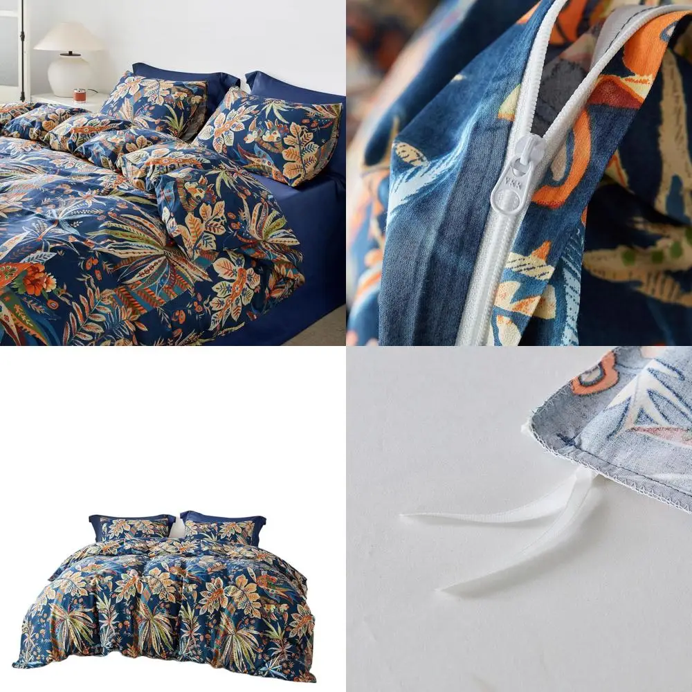 Комплект пододеяльников из египетского хлопка с тропическими листьями королевского размера, 2 наволочками, синий и оранжевый узор
Комплект пододеяльников из египетского хлопка с тропическими листьями королевского размера, 2 наволочками, синий и оранжевый узор