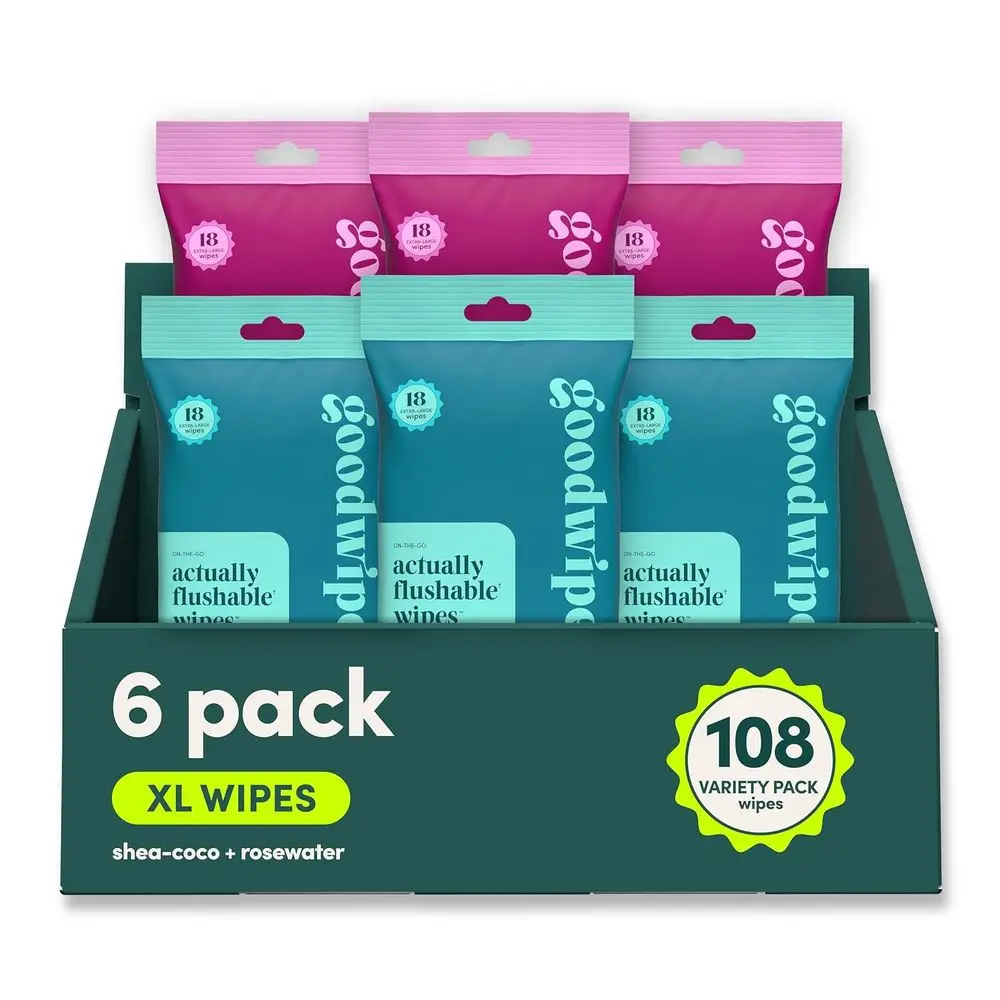 Extra Large Adult Wet Wipes Travel Pack - 108 Count, 6 Packs, Shea & Rosewater Scent, Septic Safe Hygiene Essentials
Extra Large Adult Wet Wipes Travel Pack - 108 Count, 6 Packs, Shea & Rosewater Scent, Septic Safe Hygiene Essentials