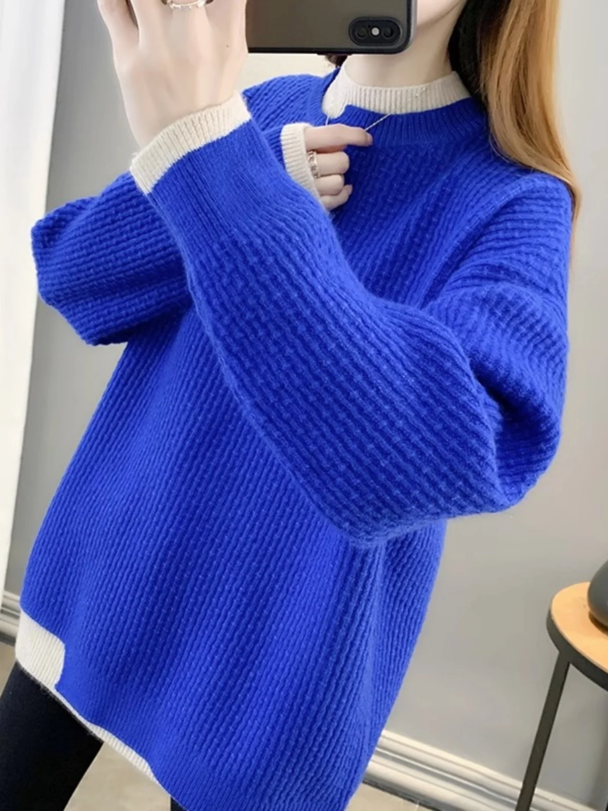 Women's Loose Knitted Sweater Thiened f High Collar Fake Two-Piece Sle Mid-Length Knitwear for Autumn Winter
Women's Loose Knitted Sweater Thiened f High Collar Fake Two-Piece Sle Mid-Length Knitwear for Autumn Winter