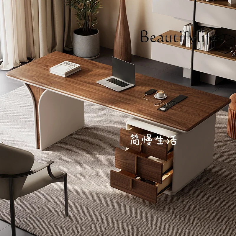 Italian minimalist walnut adult desk study home living room light luxury modern desk
Italian minimalist walnut adult desk study home living room light luxury modern desk