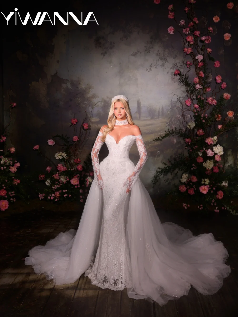 White Lace Detachable Train Beaded Wedding Dress Off Shoulder Dreamy Bridal Gown Customized Opulent Mermaid Dresses For Bride
White Lace Detachable Train Beaded Wedding Dress Off Shoulder Dreamy Bridal Gown Customized Opulent Mermaid Dresses For Bride