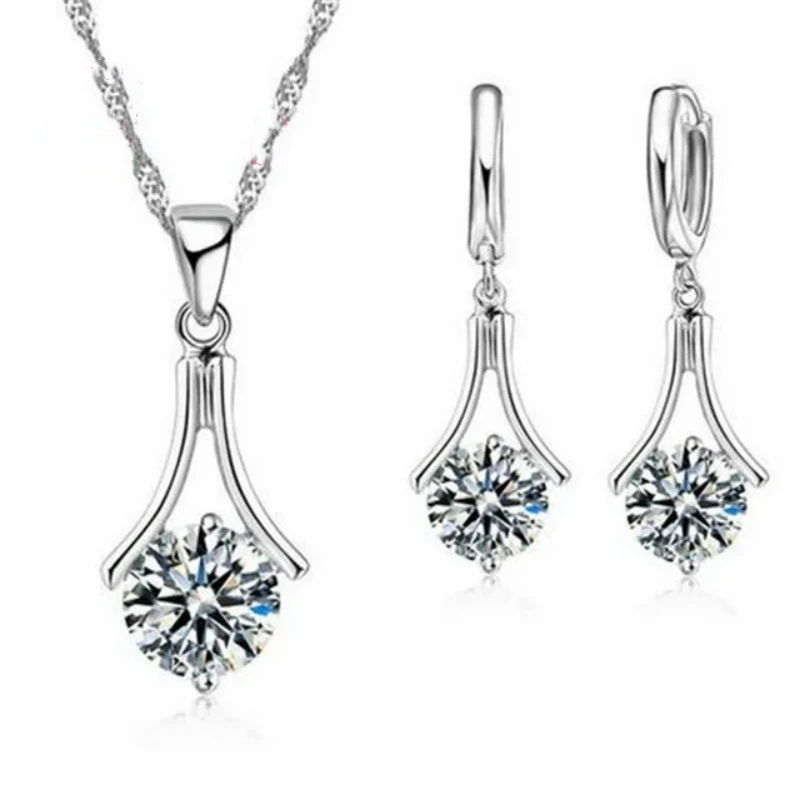 Trendy Jewelry Sets For Women Simple Design 925 Sterling Silver Wedding Party Necklace And Earrings Fashion Accessory
Trendy Jewelry Sets For Women Simple Design 925 Sterling Silver Wedding Party Necklace And Earrings Fashion Accessory