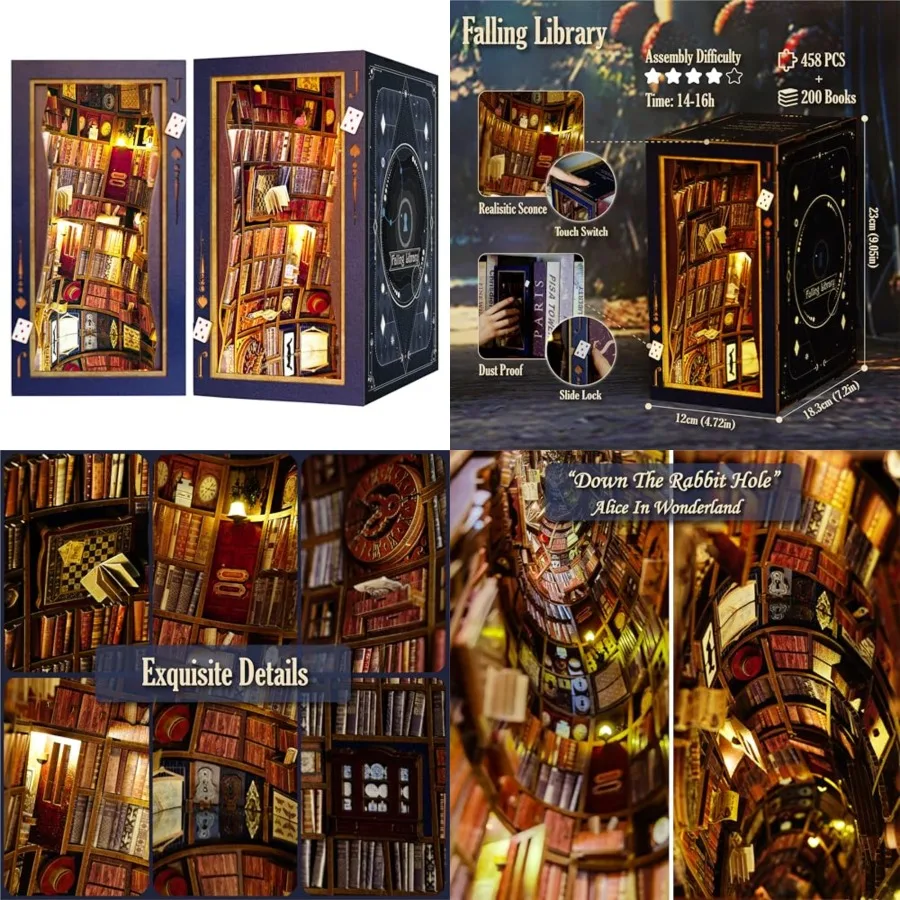 DIY Book Nook Kit, Alice in Wonderland, Dollhouse Miniature, Booknook Bookshelf Insert Alley 3D Wooden Puzzle, Bookends Model B
DIY Book Nook Kit, Alice in Wonderland, Dollhouse Miniature, Booknook Bookshelf Insert Alley 3D Wooden Puzzle, Bookends Model B
