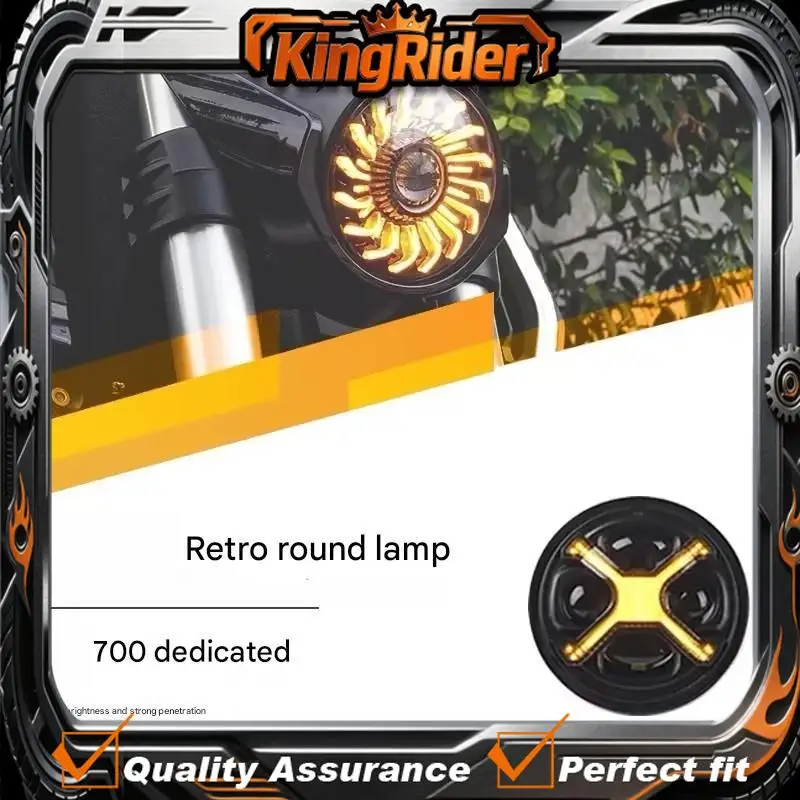 Modified X-shaped round headlight for BENDA LFC700 motorcycles - waterproof, dustproof, and high-brightness headlights.
Modified X-shaped round headlight for BENDA LFC700 motorcycles - waterproof, dustproof, and high-brightness headlights.