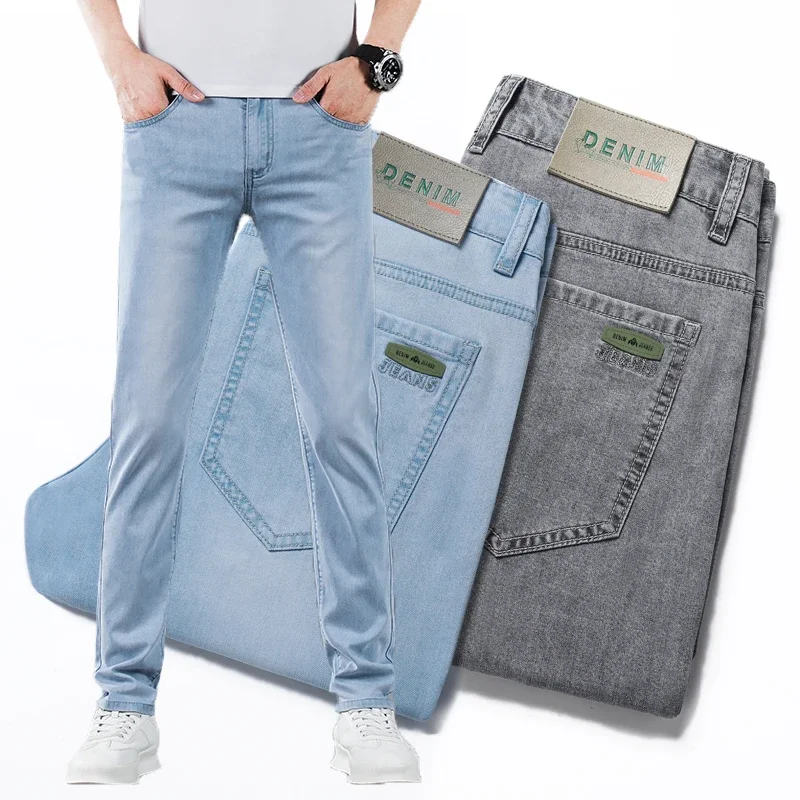 Pop Men's Thin Lyocell Jeans Soft Business Stretch Fashion Trousers Slim Brand Casual Elasticity Denim Pants Male Clothes
Pop Men's Thin Lyocell Jeans Soft Business Stretch Fashion Trousers Slim Brand Casual Elasticity Denim Pants Male Clothes
