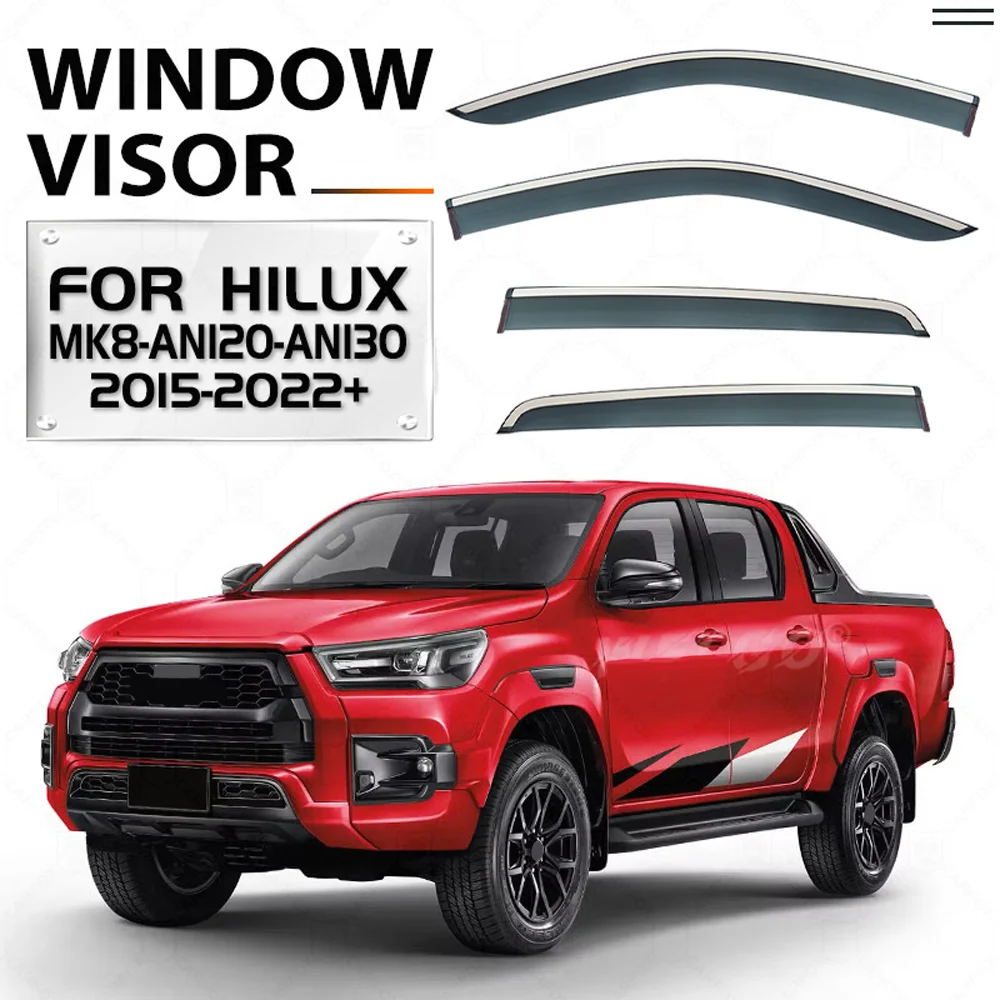 Chrome Strips Rain Guards for TOYOTA Hilux REVO 8TH 2015-2022 Window Visor Wind Deflectors Door Visor Vent Shades Ventvisor
Chrome Strips Rain Guards for TOYOTA Hilux REVO 8TH 2015-2022 Window Visor Wind Deflectors Door Visor Vent Shades Ventvisor