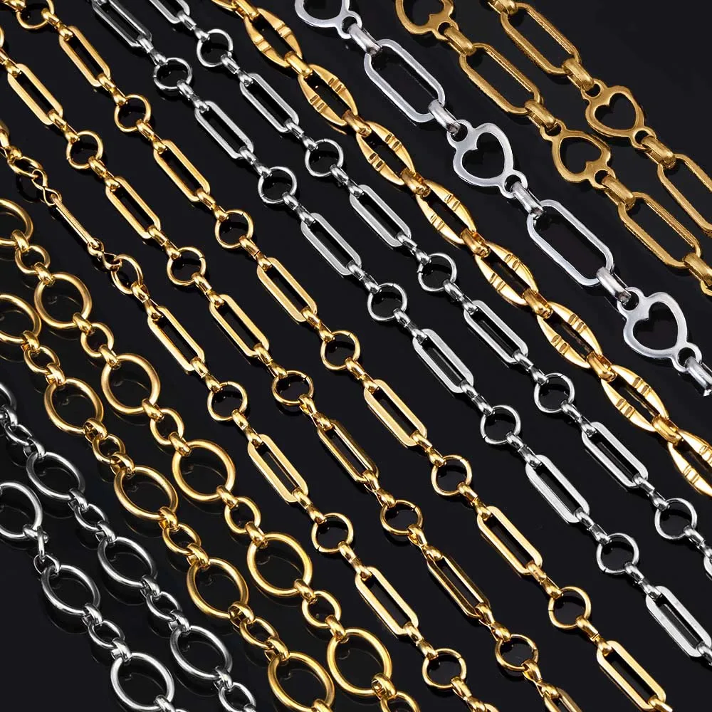 1meter Flat Geometric Heart Round Square Design Necklaces Chain Stainless Steel Link Chains DIY Bracelets Jewelry Making Chains
1meter Flat Geometric Heart Round Square Design Necklaces Chain Stainless Steel Link Chains DIY Bracelets Jewelry Making Chains