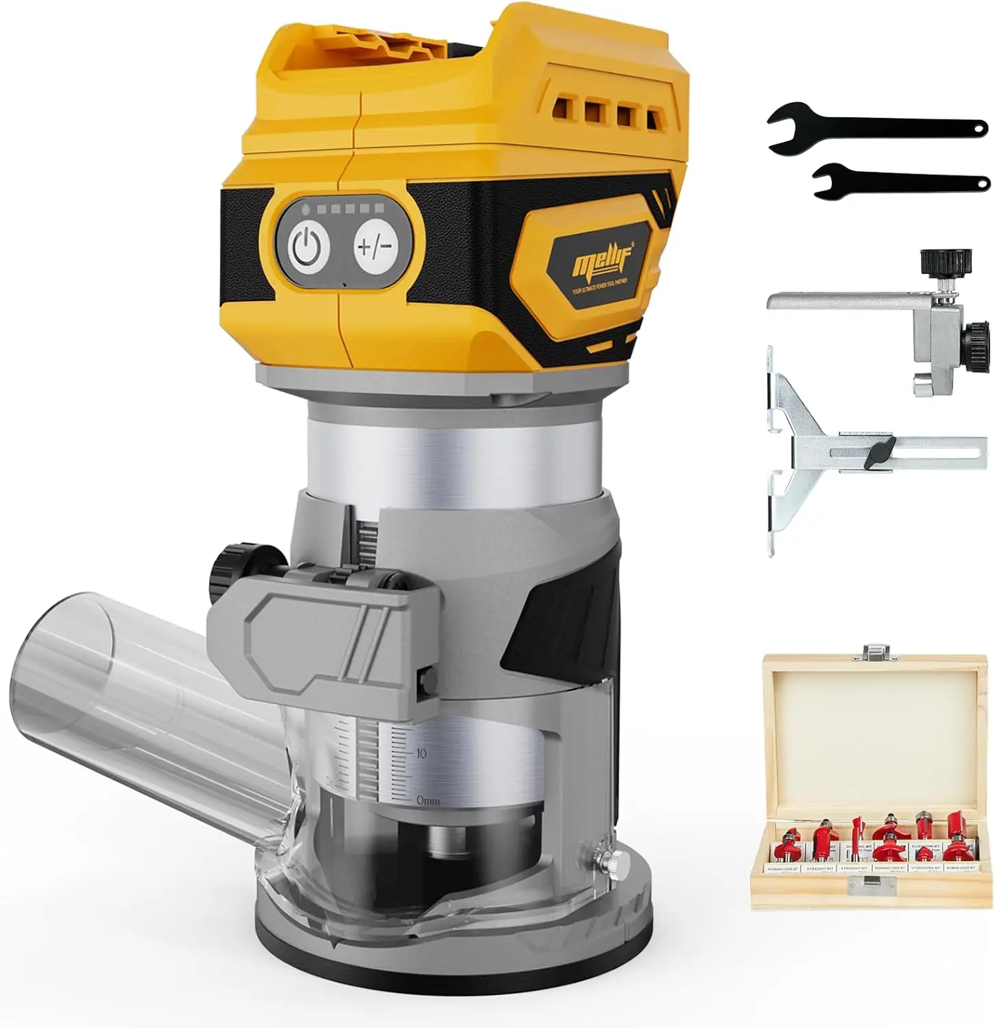 Cordless Brushless Compact Router, 5 Speed 28000RPM, Compatible with Dewalt Battery, Includes Bits for Woodworking
Cordless Brushless Compact Router, 5 Speed 28000RPM, Compatible with Dewalt Battery, Includes Bits for Woodworking