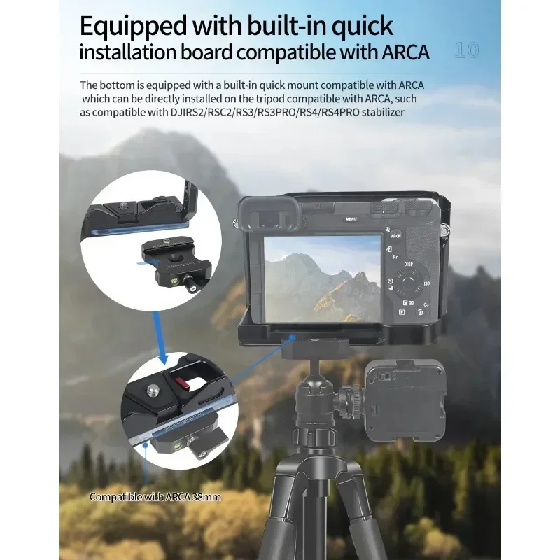 A6700 Camera Cage Rig Stabilizer Bracket for Sony A6700 SLR Camera Video Cage Cold Shoe Mount Thread Arri Locating Holes
A6700 Camera Cage Rig Stabilizer Bracket for Sony A6700 SLR Camera Video Cage Cold Shoe Mount Thread Arri Locating Holes