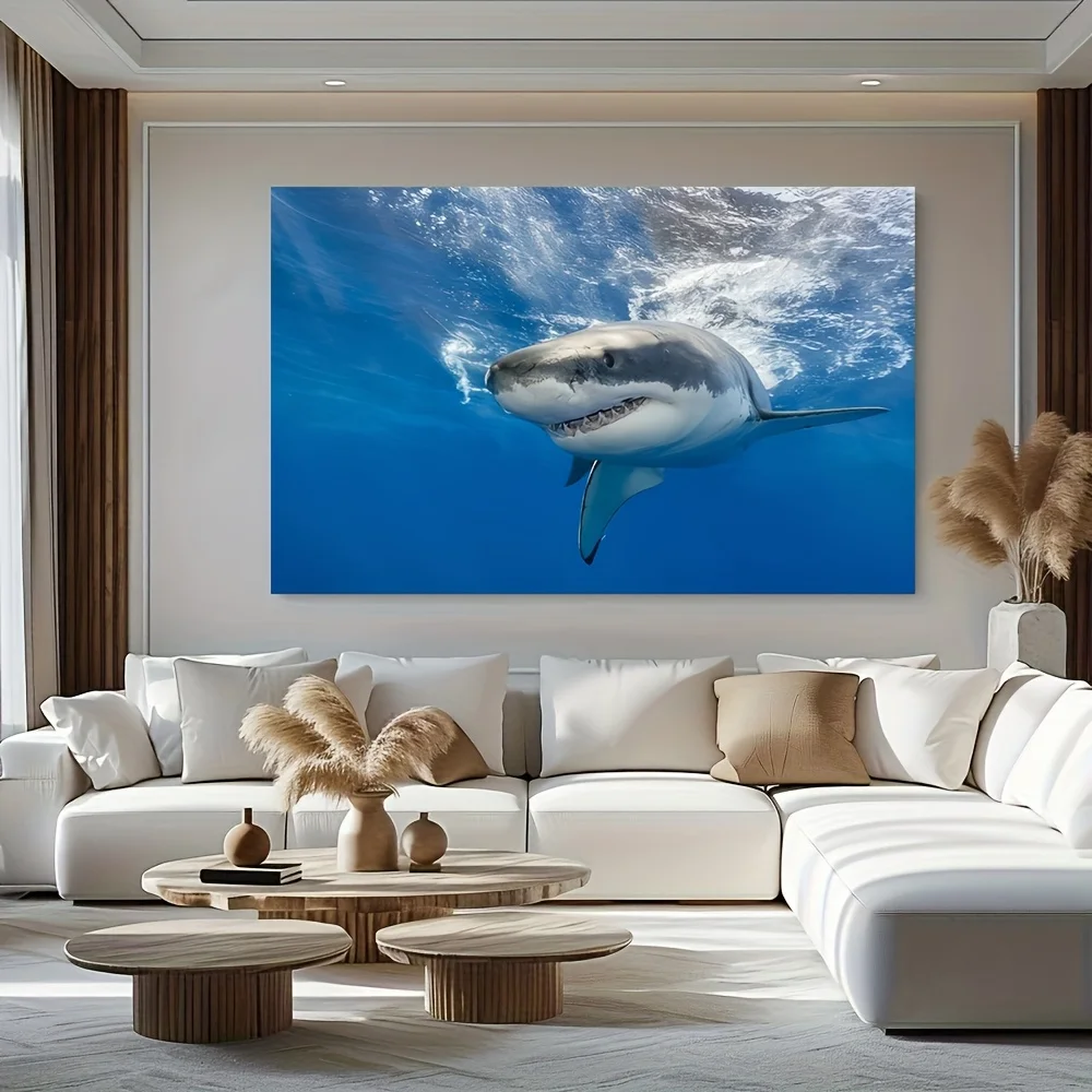 2D Flat, 1pc Modern Shark Wall Art - Large Frameless Canvas Poster, Underwater Ocean Theme, Vibrant Ink Print for Living Room
2D Flat, 1pc Modern Shark Wall Art - Large Frameless Canvas Poster, Underwater Ocean Theme, Vibrant Ink Print for Living Room