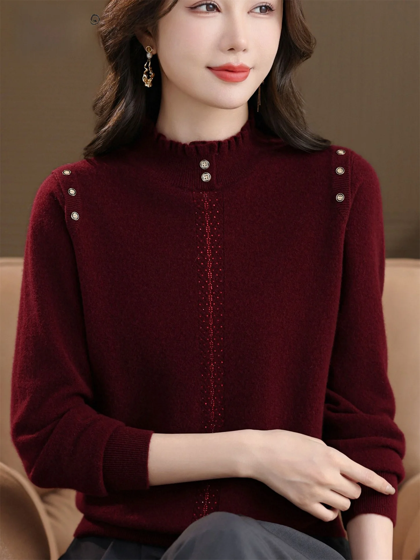 Ele Mid-Late Autumn Winter 00 Pure Wool f High Collar Mommy Sle Faionable Base irt for Middle-Aged And ly ...
Ele Mid-Late Autumn Winter 00 Pure Wool f High Collar Mommy Sle Faionable Base irt for Middle-Aged And ly ...