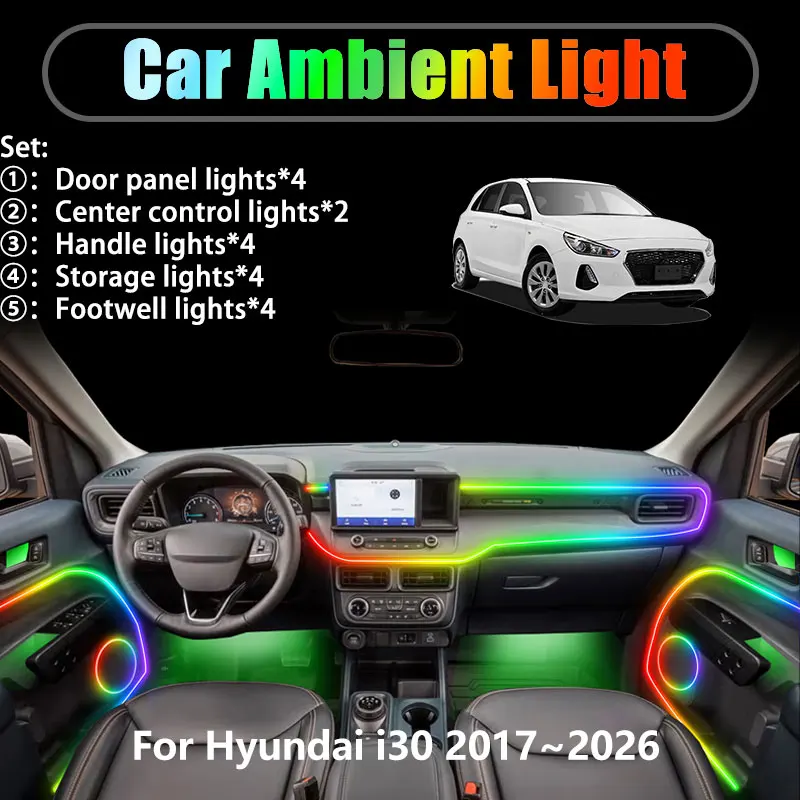 For Hyundai i30 2017~2026 PD MK3 3th 2/18 in 1 Car ambient lighting Led trunk interior led lights USB RGB Ensemble Streamer Auto
For Hyundai i30 2017~2026 PD MK3 3th 2/18 in 1 Car ambient lighting Led trunk interior led lights USB RGB Ensemble Streamer Auto