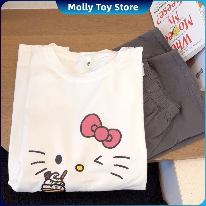 Kawaii Hello Kitty Pajamas Summer Pure Cotton Cardigan Short Sleeve Shorts Suit Cartoon Cute Home Clothes Gift
Kawaii Hello Kitty Pajamas Summer Pure Cotton Cardigan Short Sleeve Shorts Suit Cartoon Cute Home Clothes Gift