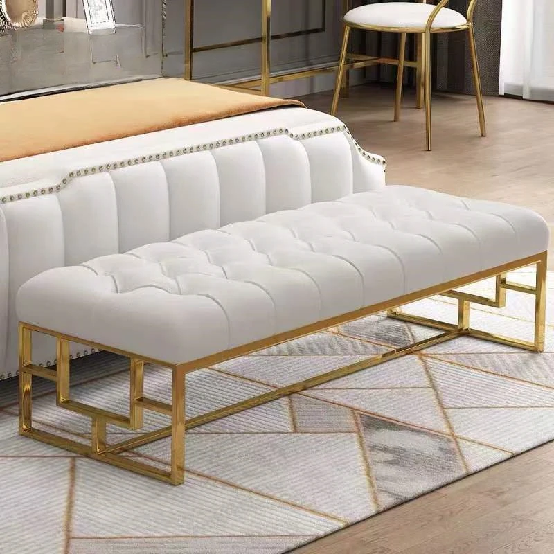 Luxurious stainless steel gilded bedroom bed end stool sofa pedal simple shoes
Luxurious stainless steel gilded bedroom bed end stool sofa pedal simple shoes