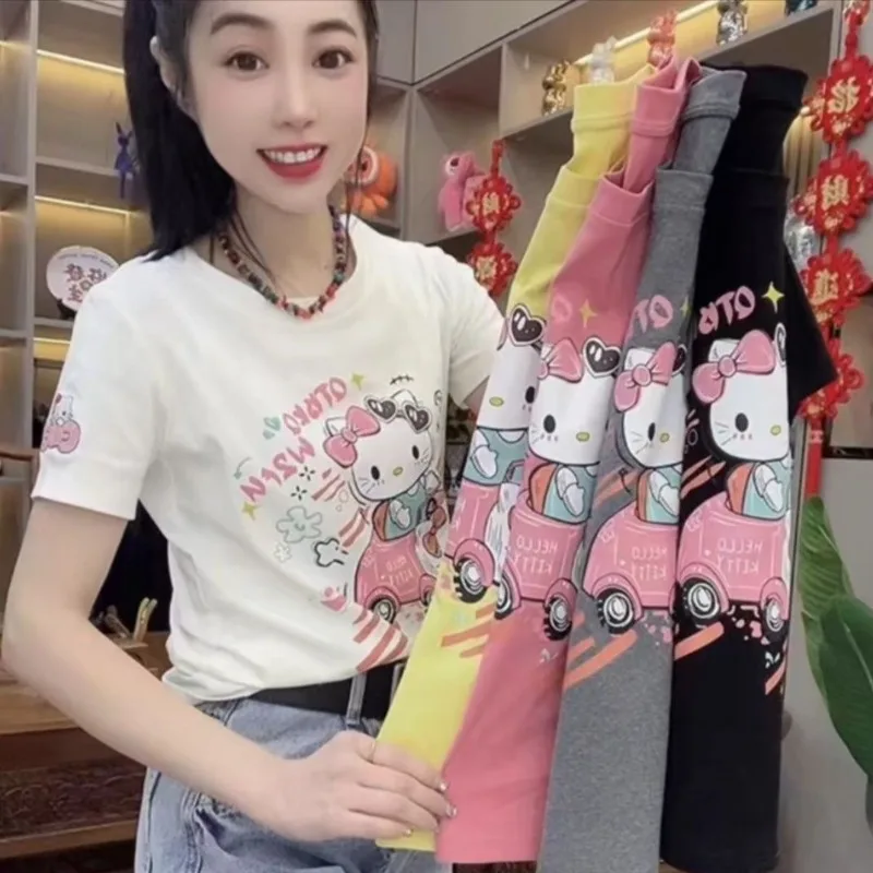 Kawaii Girl Retro Cartoon Hello Kitty Print Pure Cotton Short Sleeved T Shirt Women Summer Loose Oversized Top Aesthetic Clothes
Kawaii Girl Retro Cartoon Hello Kitty Print Pure Cotton Short Sleeved T Shirt Women Summer Loose Oversized Top Aesthetic Clothes
