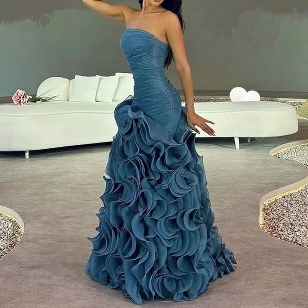 Customized Organza A-Line Ruffles Evening Dress Strapless Floor Length Sleeveless Panel Train High Quality Vestidos de fiesta
Customized Organza A-Line Ruffles Evening Dress Strapless Floor Length Sleeveless Panel Train High Quality Vestidos de fiesta